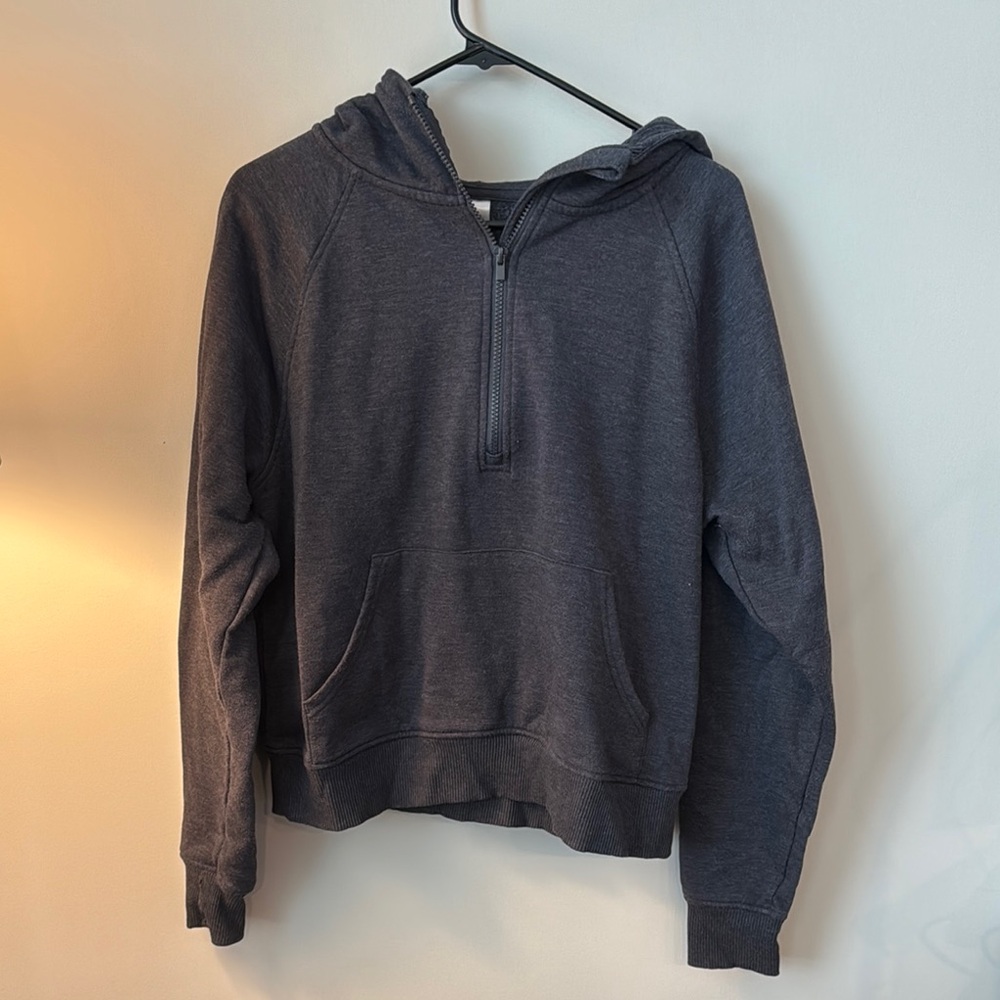 Gray Quarter-Zip Hooded Sweatshirt